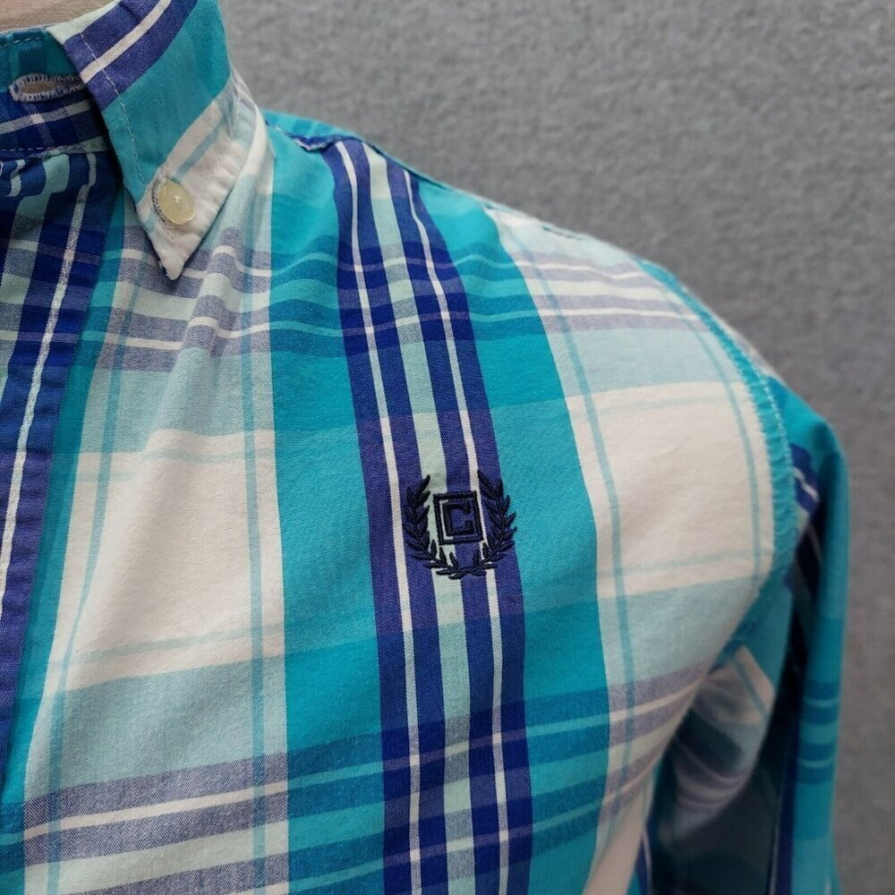 Chaps Mens Easy Care Button Down Long Sleeve Shirt Blue Plaid Size XL 18/20 - Picture 2 of 6